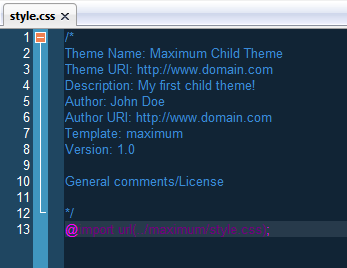 Comment in the CSS and import code