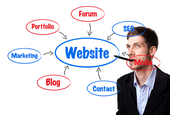 man analysing website structure schema on the whiteboard