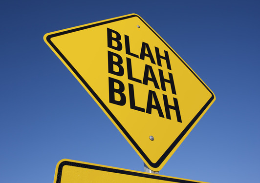 Blah, Blah, Blah Yellow Road Sign against a Deep Blue Sky with Clipping Path.