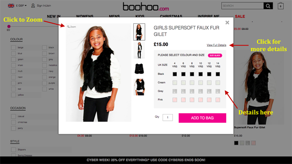 boohoo product page