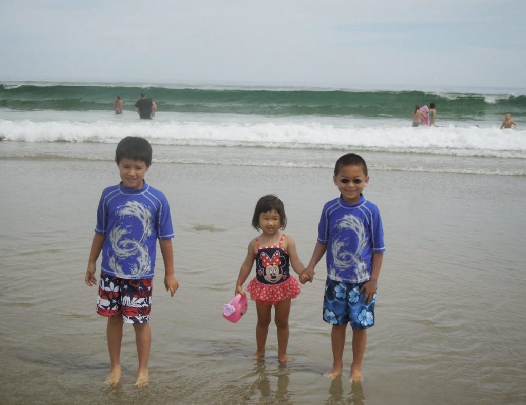 My kids on the beach